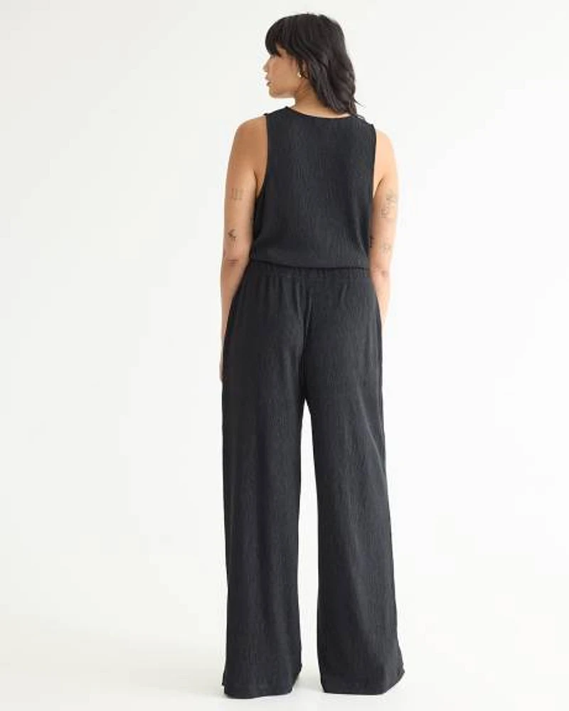 Pantalon à jambe large et taille haute