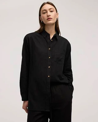 Long-Sleeve Linen Blend Shirt