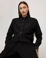 Long-Sleeve Linen Blend Shirt