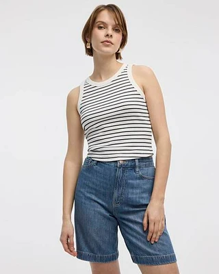 Striped Crew-Neck Ribbed Tank
