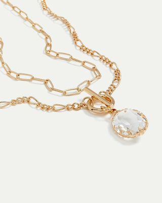 Figaro Chain Necklace with Stone Pendant