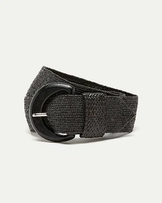 Elastic Straw Belt with Wooden Buckle