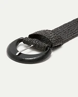 Elastic Straw Belt with Wooden Buckle