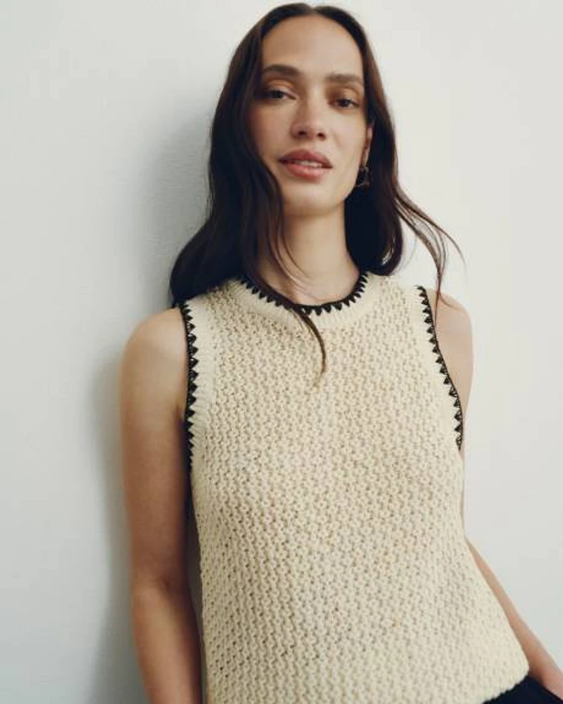 Crew-Neck Tank with Contrast Trims