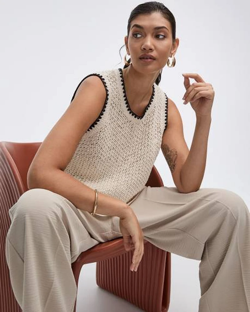 Crew-Neck Tank with Contrast Trims