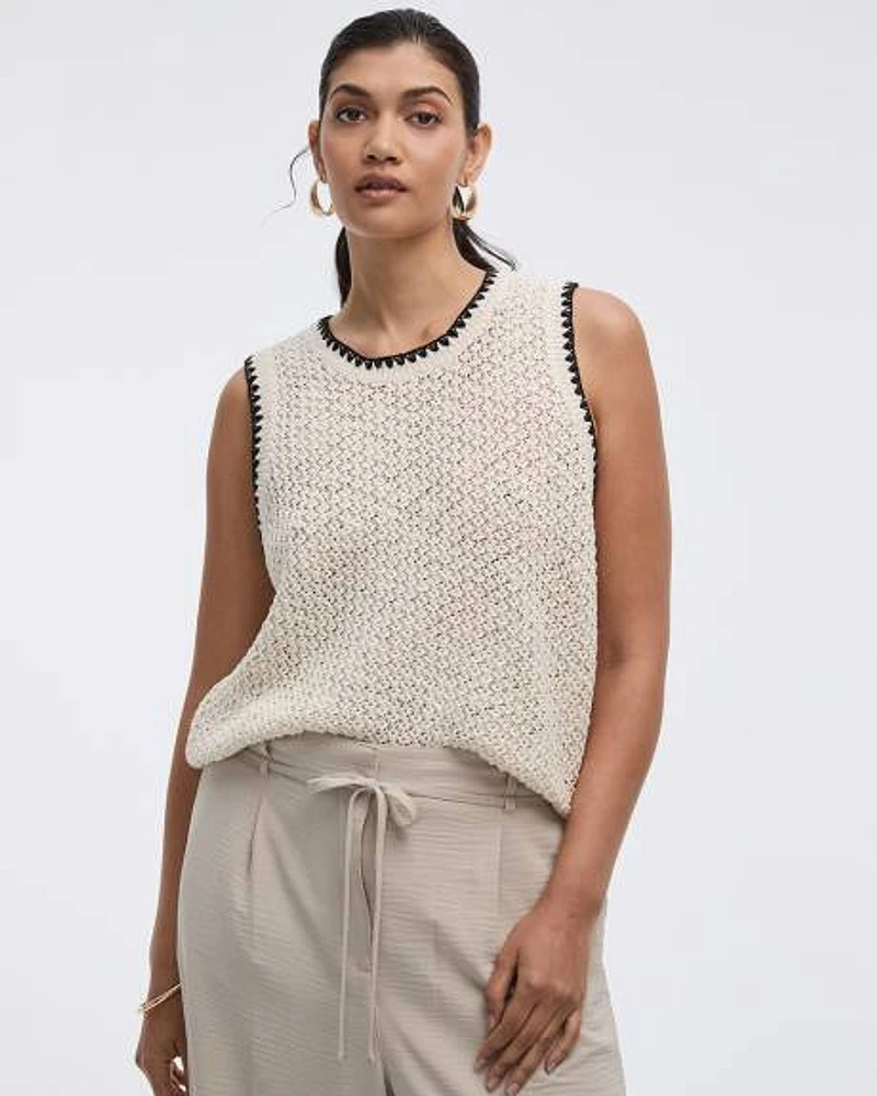 Crew-Neck Tank with Contrast Trims