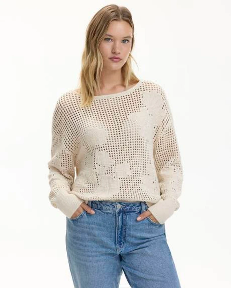 Long-Sleeve Pullover with Open Stitches