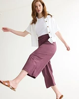 Wide-Leg Cropped Piqué Pant