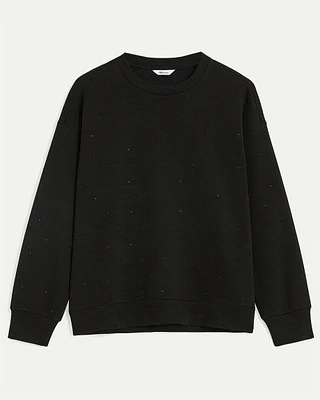 Crew-Neck Sweatshirt with Rhinestones