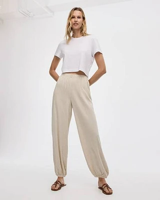 Pantalon sarouel à enfiler taille mi-haute