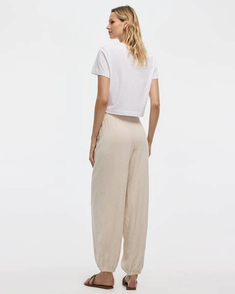 Pantalon sarouel à enfiler taille mi-haute