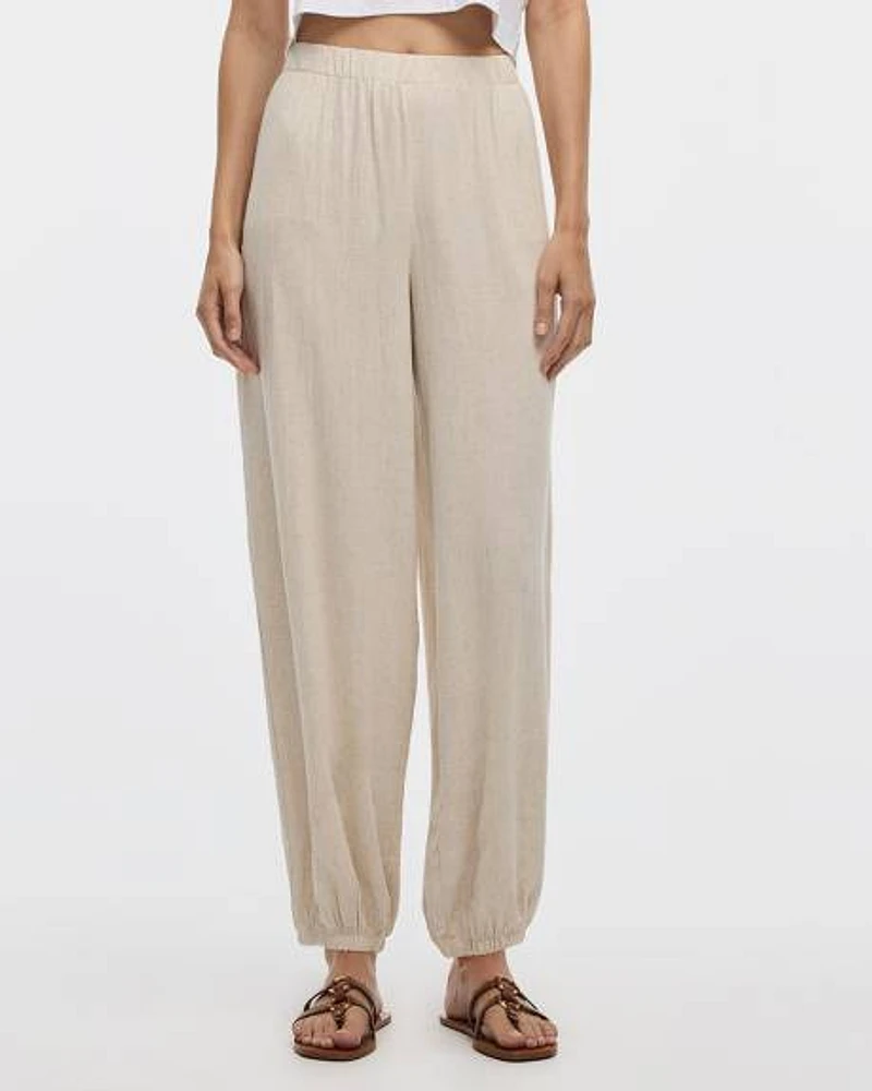 Pantalon sarouel à enfiler taille mi-haute