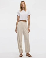 Pantalon sarouel à enfiler taille mi-haute