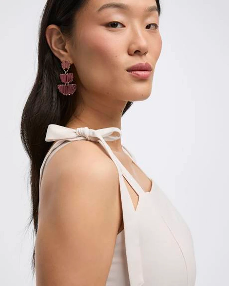 Boucles d'oreilles en raphia avec pendentifs