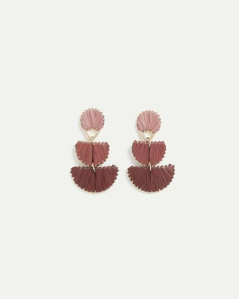 Boucles d'oreilles en raphia avec pendentifs
