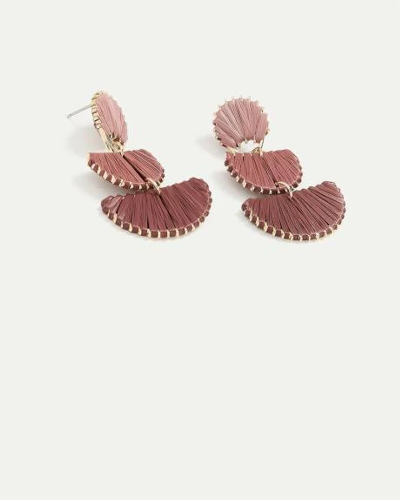Boucles d'oreilles en raphia avec pendentifs