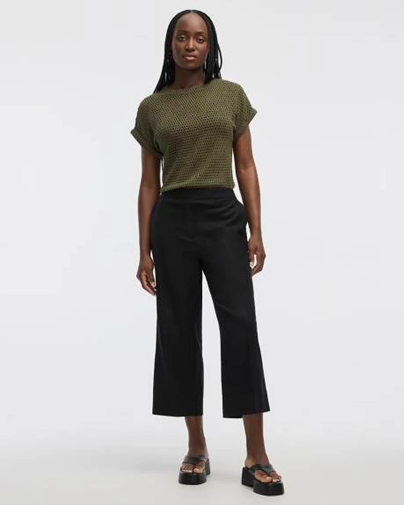 Cropped Wide-Leg Linen-Blend Pant