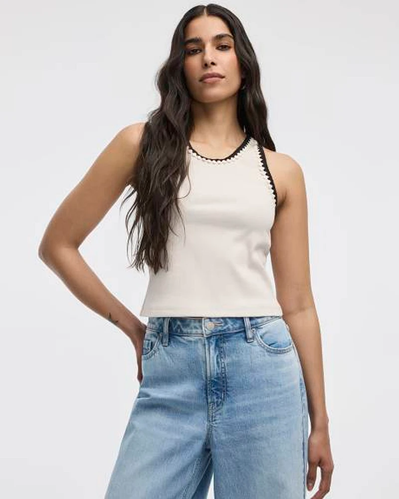 Camisole côtelée à col dégagé