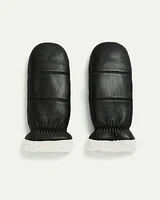 Leather Mitts with Sherpa Lining