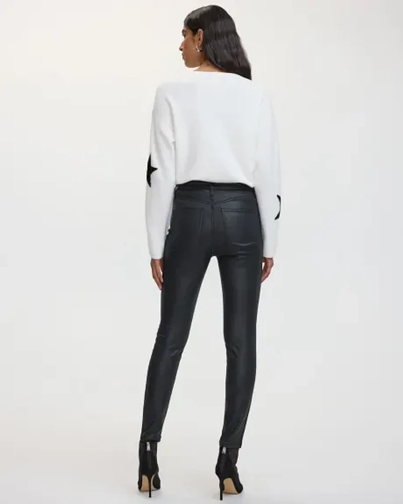 Skinny-Leg High-Rise Coated Pants