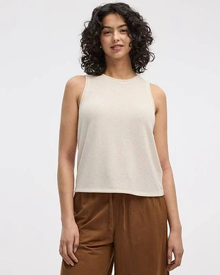 Crew-Neck Tank with Crochet Trims