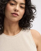 Crew-Neck Tank with Crochet Trims