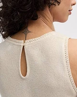 Crew-Neck Tank with Crochet Trims