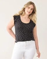 Scoop-Neck Tee with Short Flutter Sleeves