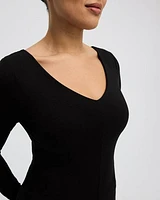 Long-Sleeve Top with V Neckline at Front and Back