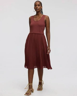 Mix-Media Sleeveless Midi Dress