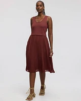 Mix-Media Sleeveless Midi Dress