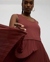 Mix-Media Sleeveless Midi Dress
