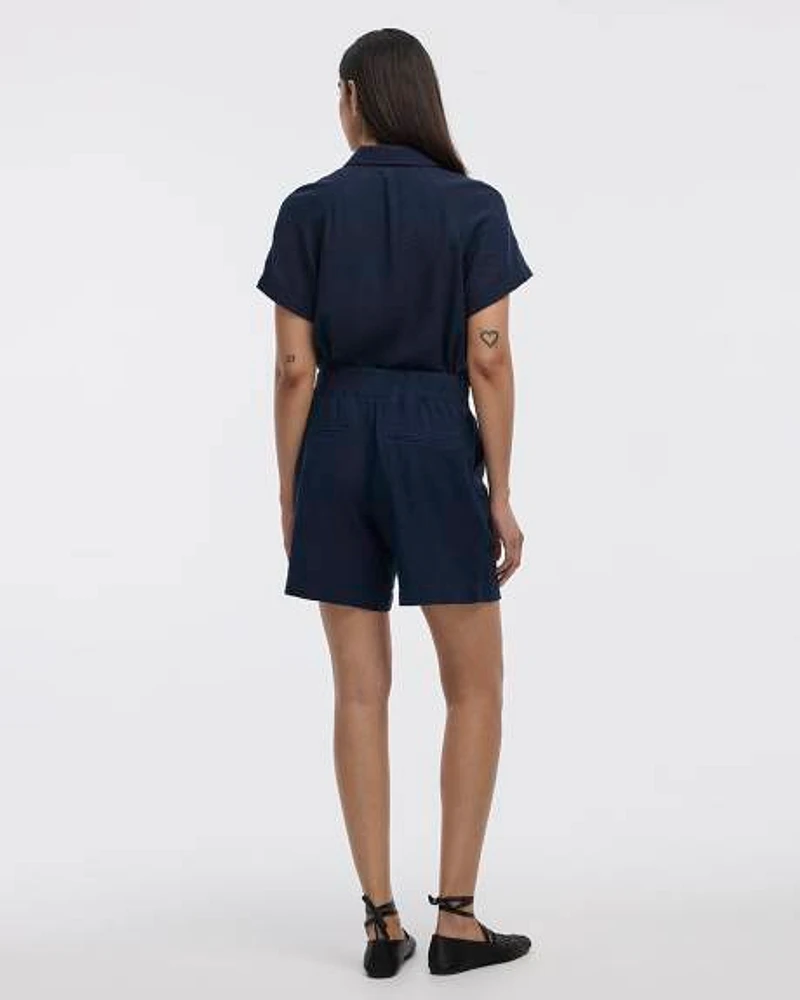 Linen-Blend Shorts with Elastic Waistband