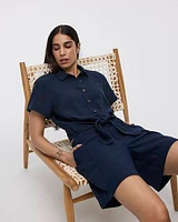 Linen-Blend Shorts with Elastic Waistband