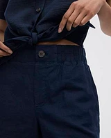 Linen-Blend Shorts with Elastic Waistband