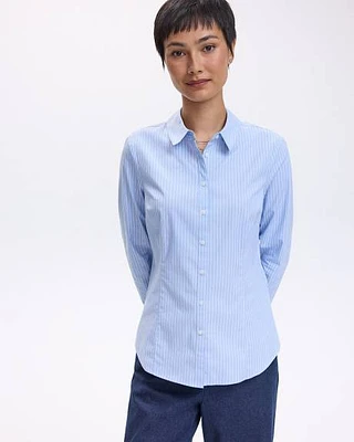 Long-Sleeve Buttoned-Down Blouse with Shirt Collar