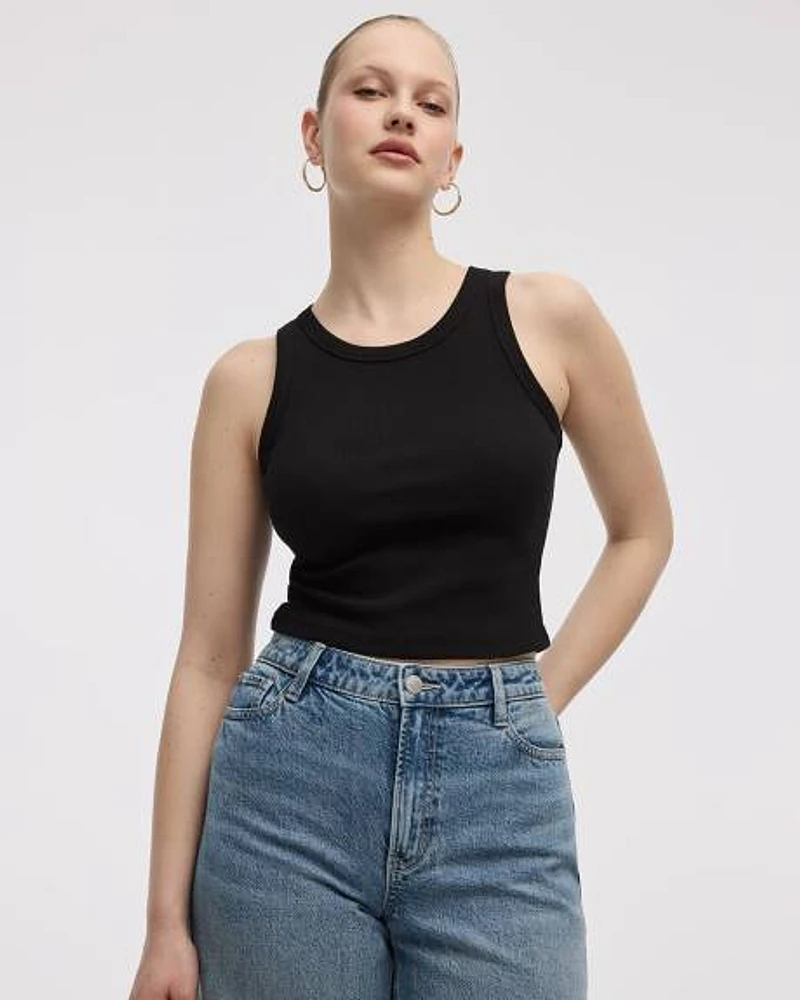 Crew-Neck Ribbed Tank