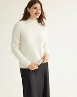 Long-Sleeve Long Sweater with Funnel Neckline