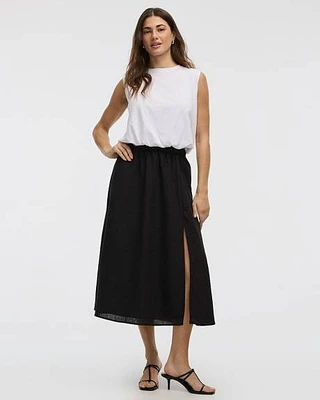 Swing Midi Skirt with Front Slit