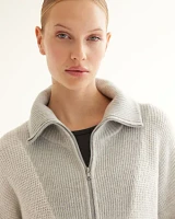 Long-Sleeve Waffle Turtleneck Sweater with Half-Zip