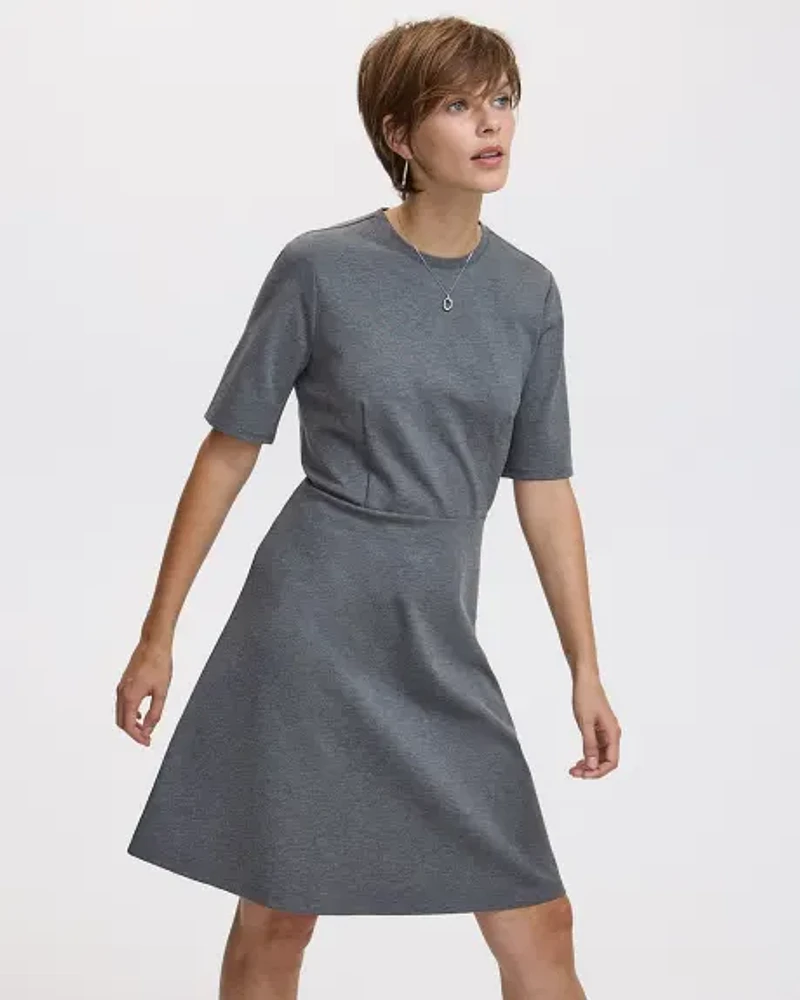 Long-Sleeve Crew-Neck Swing Dress