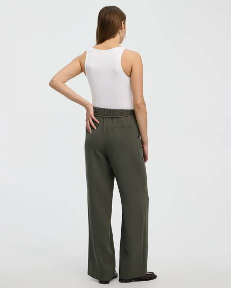 Pantalon en crêpe à jambe large et taille haute