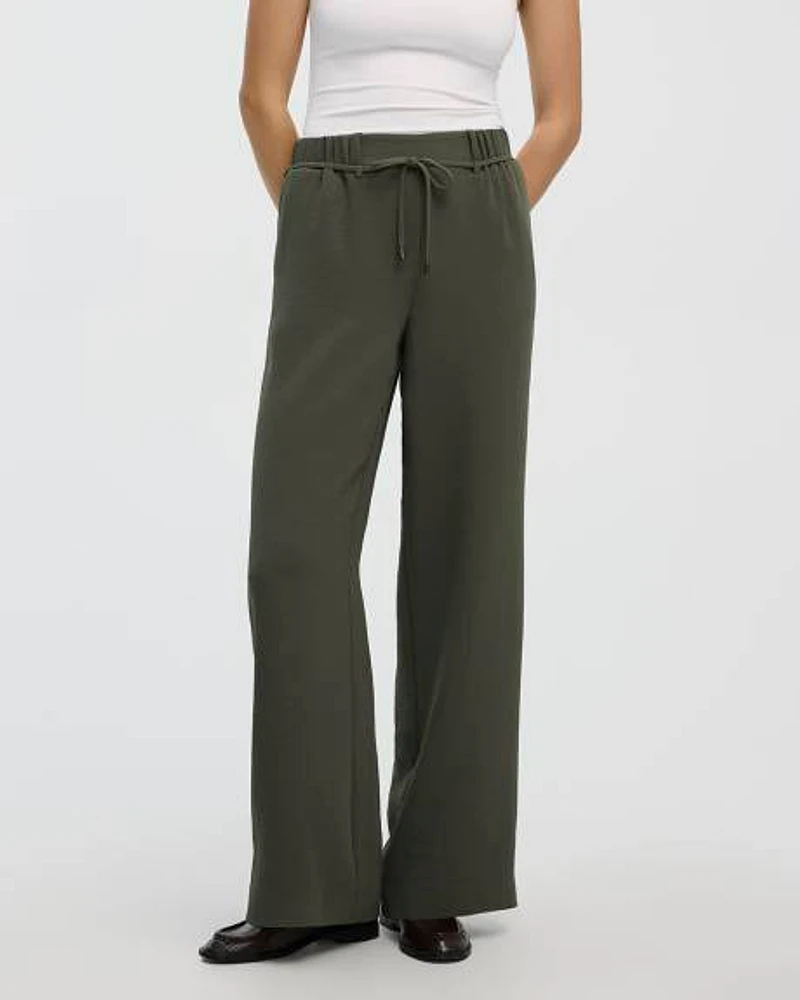 Wide-Leg High-Rise Crepe Pant