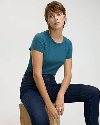 Short-Sleeve Crew-Neck Ribbed Tee