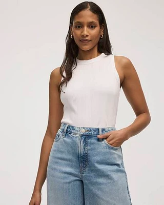 Camisole ajustée et côtelée à col rond