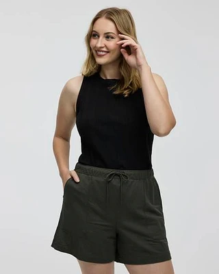 Fitted Crew-Neck Ribbed Tank