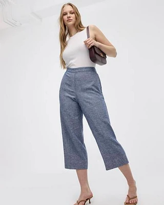 Cropped Wide-Leg Linen-Blend Pant