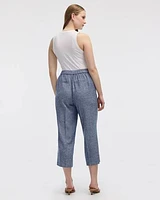 Cropped Wide-Leg Linen-Blend Pant