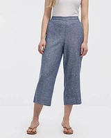 Cropped Wide-Leg Linen-Blend Pant
