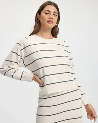 Striped Long-Sleeve Crew-Neck Pullover